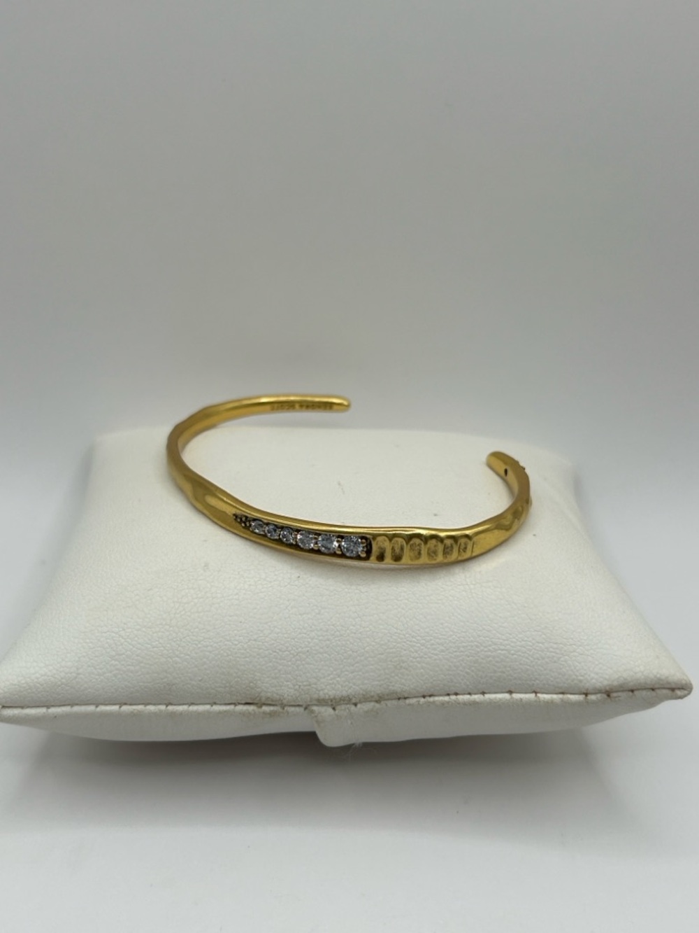 Kendra Scott Dainty Hammered Gold Cuff Bracelet with White CZ Crystals